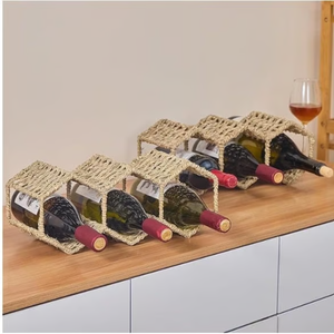 Porte-bouteilles de vin en herbe de mer naturelle fait à la main, support de vin de comptoir, support de vin de table pour diverses bouteilles de vin, fabriqué par VgreenArt au Vietnam - Product Image 3