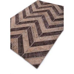 พรมขนสัตว์ถักมือสีเบจน้ำตาล รุ่น Pae-3910 สำหรับทางเข้าบ้าน ห้องนั่งเล่น ห้องโถง ลายก้างปลา รูปทรงสี่เหลี่ยมผืนผ้า - Product Image 2