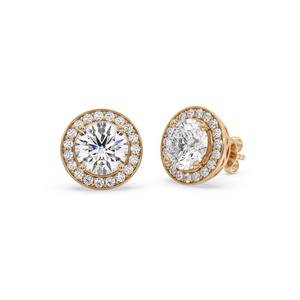 Impresionantes y Elegantes Pendientes de Diamante con Corte Redondo y Halo Simple, Diamante Cultivado en Laboratorio de 0.60 Ct en Platino, para Bodas, Compromisos y Fiestas - Product Image 3