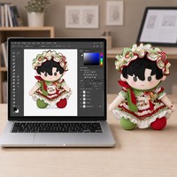 Peluche personnalisée Kawaii avec robe à carreaux et tablier, thème pomme brodé, jouet cadeau