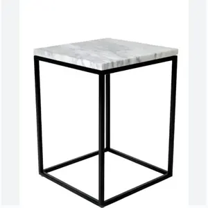 Ensemble de deux tables d'appoint au design moderne avec support en fer Plateau en fonte d'aluminium pour bureau à domicile ou restaurant à des fins décoratives - Product Image 3