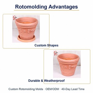 <span class=keywords><strong>Pot</strong></span> de fleurs décoratif en plastique rotomoulé sur mesure avec soucoupe OEM ODM 60cm, jardinière de sol, moulage par rotation, directement de l'usine - Product Image 2