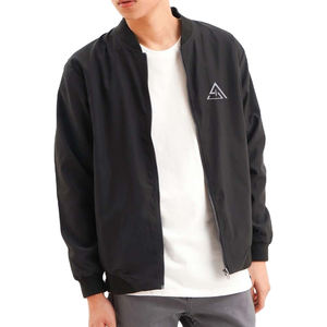 Veste bomber pour homme personnalisée, style streetwear, en nylon noir, tissu satiné, épaisse, courte, style puffer - Product Image 1