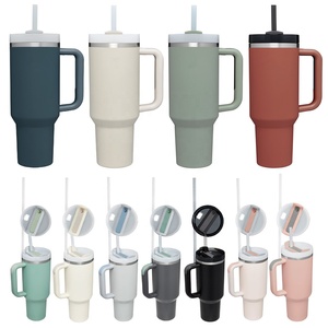 Bleu royal H2.0 enduit de poudre sous le gobelet de 40oz avec botte et poignée <span class=keywords><strong>amovible</strong></span> pour graver au laser h2.0 Flowstate SS Cup - Product Image 2