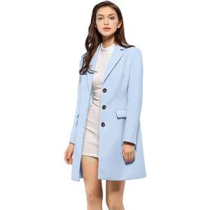 女性のためのカスタマイズされたカラーデザインのファッションスカイブルー冬服ロングコートレディースダウンジャケット