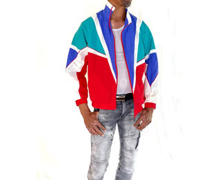 Vestes coupe-vent en nylon pour hommes sur mesure, respirantes, légères, imperméables, à blocs de couleur, coupe-vent - Product Image 1