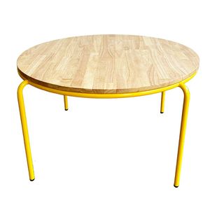 Mesa Redonda de Diseño Moderno para Preescolar KGD022, Muebles Infantiles con Tablero de Madera y Patas de Hierro Multicolor para Escuela y Comedor - Product Image 1