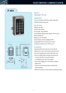 Cerradura Electrónica Digital Inteligente para Puerta de Hotel y Hogar, de Aleación de Zinc, con Certificación ISO9001, JTIC IT603, con Llave Maestra - Product Image 2