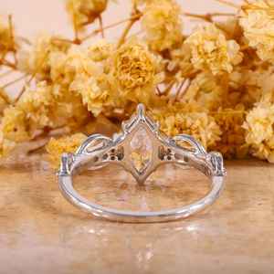14K Solid Gold White Color VS1 Marquise Cut Lab Grown Diamond <b>Infinity</b> Engagement Ring Wedding Fine Jewelry for Parties Silver - Product Image 5