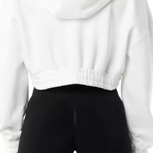 OEM fabricante personalizado de alta calidad de las mujeres recortadas sudaderas con capucha liso pulóver niñas sudaderas precio barato - Product Image 2