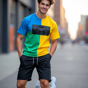 Sports d'été T-shirts Shorts Ensembles Jogger Shorts pour hommes Costume Respirant Sun Fad Slim Fit Shorts Set Hommes - Product Image 1