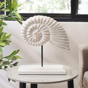 Coque en bois unique sur support en métal pour la décoration de table et la pièce de style d'affichage intérieur de maison moderne et contemporaine - Product Image 2