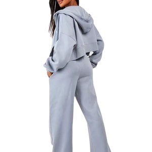 Sweats à capuche courts survêtement 2 pièces ensemble femmes élégantes survêtement moelleux fermeture éclair à capuche ensemble survêtements pour femmes 2026 - Product Image 6