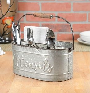 Wholesale Handmade Galvanized Metal Utensils Caddy For Kitchen &Dining Table Utensil Holder - Product Image 4