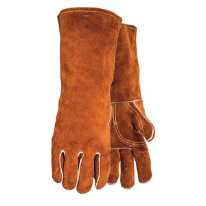 Gants de soudage à double paume résistants à la chaleur Pièces détachées Gants de barbecue à manches longues Gants de four en cuir - Product Image 1