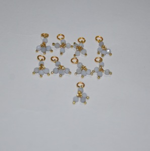 Belles perles enveloppées d'un seul fil d'aigue-marine naturelle. Gemstone Dangle1 + 3 perles de fil unique Pièces de chapelet pour la fabrication de bijoux - Product Image 4