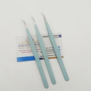 Pinzas de aislamiento de 45 grados para extensiones de pestañas Pinzas de pestañas de volumen de acero inoxidable con puntas puntiagudas inclinadas Muestra gratis - Product Image 3