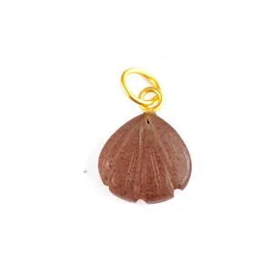 Клубничный кварцевый морской ракушки кулон ручная резьба Золотая Вермейл ожерелье очарование 925 стерлингового серебра в виде океанской Подвески поставки