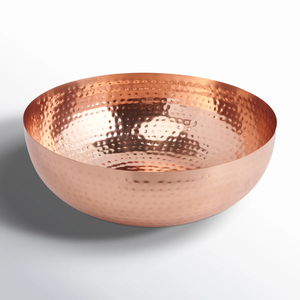 Cuencos de frutas y ensaladas de cobre de acero inoxidable artesanal con patrones florales cuencos de tuercas de superficie de martillo para mostradores y mesas - Product Image 1