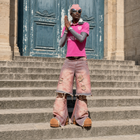 DiZNEW BSCI Custom Y2K Baggy Jeans Streetwear Distressed Mud Washed Wide Leg Denim Trousers Panelled Ripped Men's Pants Factory