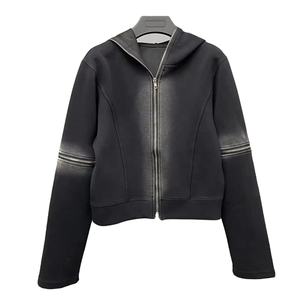 Sweat-shirts à capuche oversize en molleton français 100% coton, coupe carrée, zippés, vintage, délavés à l'acide, personnalisés, pour hommes et femmes - Product Image 1