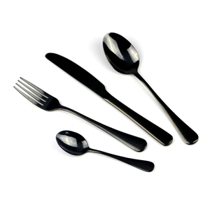 Cuillère à dessert en acier inoxydable poli noir mat miroir 8 pièces, ensemble de couverts pour restaurant et hôtel - Product Image 6