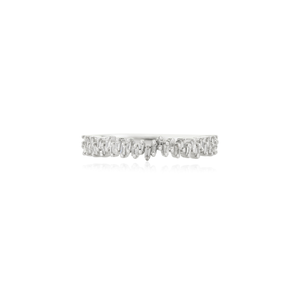 Designer unique dernière fabrication à la main 18K véritable or blanc taille baguette diamant naturel zig zag bague empilable bijoux de fiançailles - Product Image 3