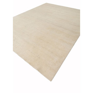 Tapis en laine noué à la main Zuri Ivory AKWL-1143(FR) – Tissage plat, couleur unie, pour salon, couloir, rectangulaire, viscose - Product Image 2