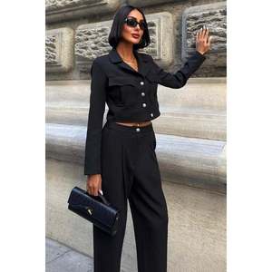 Women's Premium Crop <b>Jacket</b> and Vintage Button-Down <b>Suit</b> Set 10239 - Product Image 6