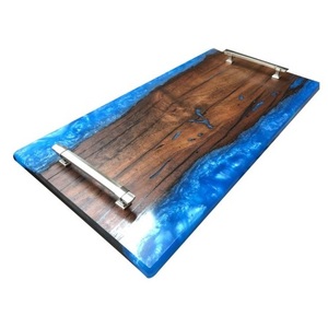 Bandeja Epoxi Única Hecha a Mano con Mango Madera Resina Río Bandeja para Servir Río para forma cuadrada al mejor precio - Product Image 5