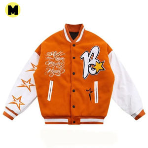 Veste universitaire personnalisée avec logo Lettermen pour homme, nouveau design, col montant, 100% laine, cuir, patchs en chenille, boutonnée, style urbain, hiver, livraison rapide - Product Image 1