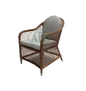 Açık sandalye moda ucuz eğlence dış mekan mobilyası yüksek geri veranda rattan yemek bahçe sandalyesi
