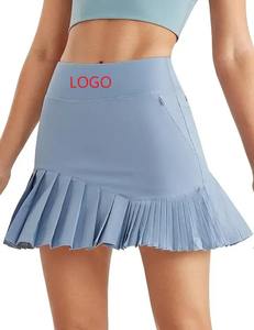 Women's XS Cotton 2-in-1 Sports Skorts High-Waisted <b>Tennis</b> <b>Skirt</b> <b>Pleats</b> Empire Inner Shorts for Running Pickleball Casual Use - Product Image 1