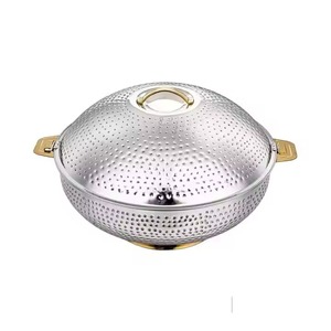 <b>Black</b> <b>Mirror</b> Finished Cut Work Pot with Silver <b>Round</b> Lid Ideal for Party Buffet Wedding Celebration Food Serving and Display - Product Image 5