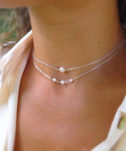 Collier ras du cou en perles blanches naturelles Bohème 925 argent sterling plaqué or perle colliers pendentifs faits à la main pour femmes bijoux - Product Image 5