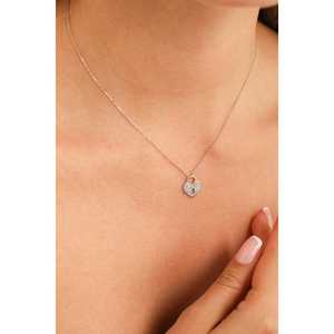 Colgante de Plata de Ley 925 con Forma de Corazón y Piedra Blanca para Regalo - Product Image 2