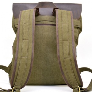 Premium Genuine Leather Canvas <b>Backpack</b> Foldable Soft Zipper Outdoor Travel <b>School</b> Work Hiking Use Unisex Durable <b>Large</b> Capacity - Product Image 4