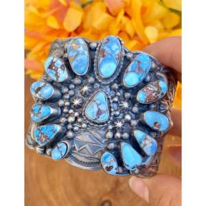 Bracelet Telly John Golden Hill Mega Cuff en turquoise et argent sterling, accessoire de mode - Product Image 4