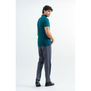 Polo de Manga Corta para Hombre, Color Sólido, Estilo Casual, Corte Regular, Tejido de Algodón, Transpirable, Verde - Product Image 2