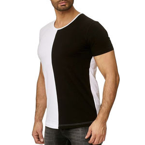100% coton, T-shirt pour hommes, coupe ample, imprimé en gros en vrac respirant coton O cou t-shirts col à manches courtes plaine - Product Image 3