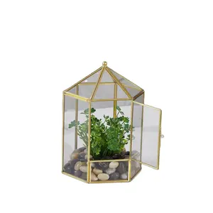 Stilizzato a forma di metallo Mini casa verde per piante da giardino o decorazione In elegante finito con qualità durevole a prezzi economici