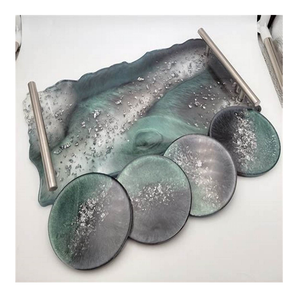 Mats & Pads Home Bar Decoration Coaster for Cup Leaf Coaster Customize Shaped <b>Resin</b> Green Silver Gold Accessories Europe Style - Product Image 2