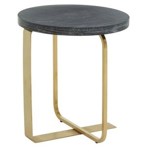 Table d'appoint au meilleur prix avec cadre en fer fait à la main, finition noire, avec plateau rond en bois, utilisée pour salon, canapé, salle d'étude - Product Image 5