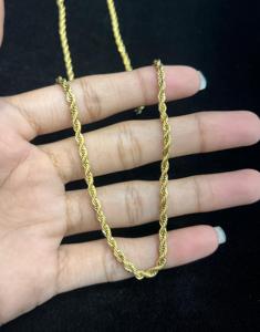 Collar de Cadena de Cuerda con Moissanita Clásica Chapada en Oro Amarillo y Corte Brillante Redondo Tishya Diamond, Joyería para Uso Diario de Mujer - Product Image 1