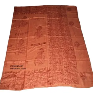 粘胶纯色印度教神克里希纳印花祈祷围巾/围巾，适用于印度批发