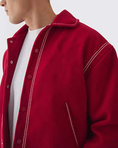 High Street Coated Leather Sleeve Stand Collar Waterproof Body Winter Jacket Men High Quality 2 Tone Varsity Jackets Front - Product Image 3