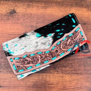 New Design Hand Tooled Carving Leather Wallet Clutch <b>Phone</b> Case Card Stylish Cowhide Wallet Multi Uses Western Leather Wallets - Product Image 1
