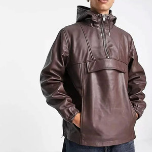 Sweat à capuche en cuir d'hiver pour homme moderne avec un design minimaliste, ajustement confortable, surface lisse et intérieur douillet, respectueux de l'environnement - Product Image 1