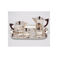 Ensemble de thé moderne de luxe en métal argenté décoratif pour café et hôtel, nouvelle conception, qualité supérieure, 4 pièces