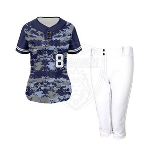 Uniforme athlétique de softball pour femmes avec col en V et manches courtes Uniforme de softball pour femmes avec évacuation de l'humidité - Product Image 1